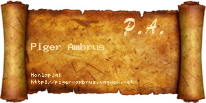 Piger Ambrus névjegykártya